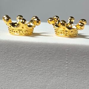 5pcs - Gold Crown Spacer Beads Charm Bracelet Set DIY Jewelry Shiny Royal Tiara